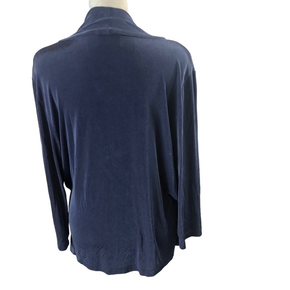 Chicos Traveller Popover Top Women L Chicos 2 Blue Faux Front Wrap Vneck - Picture 6 of 9